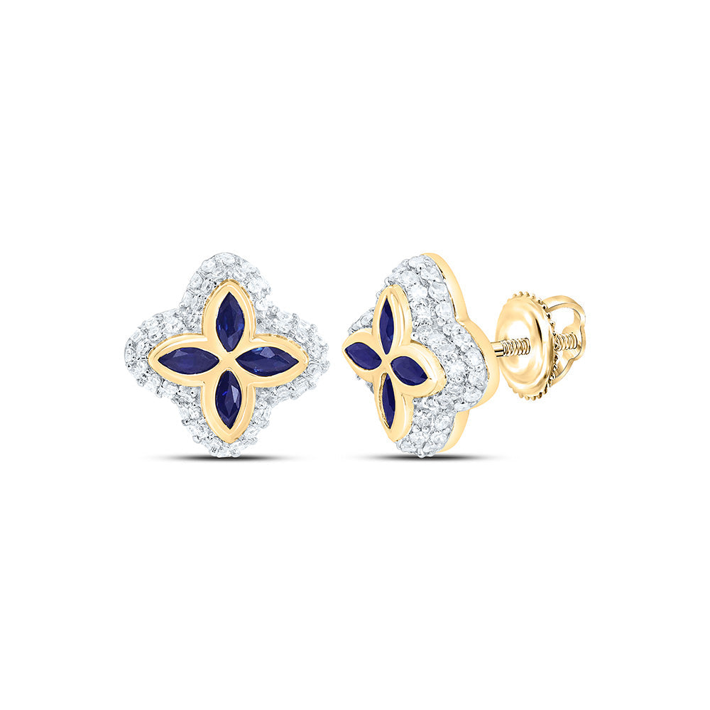1/3CTW-NAT DIA CN 3/8CT-MQ-BS NAT GEM CLOVER EARRING Daisy Joyeria