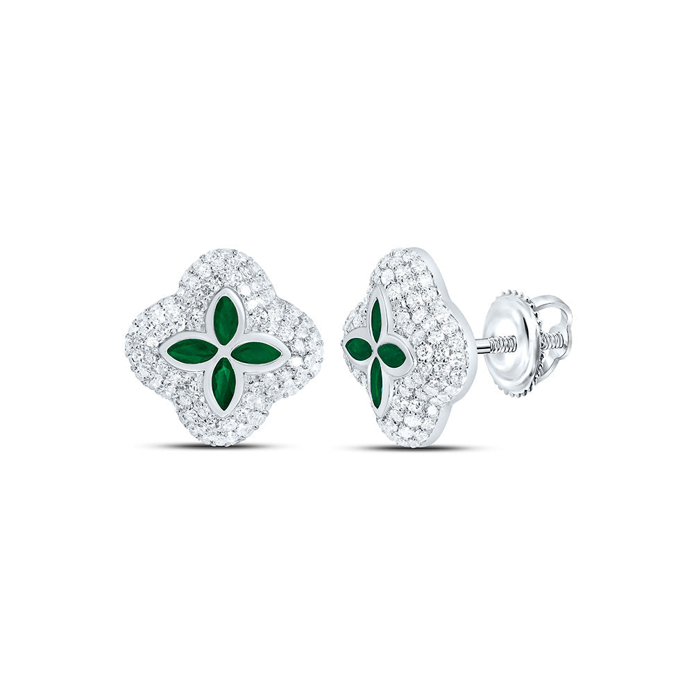 5/8CTW-NAT DIA CN 1/3CT-MQ-EM NAT GEM CLOVER EARRING Daisy Joyeria