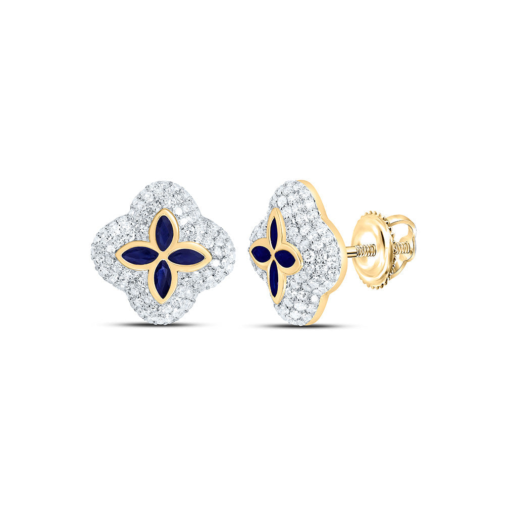 5/8CTW-NAT DIA CN 1/3CT-MQ-BS NAT GEM CLOVER EARRING Daisy Joyeria