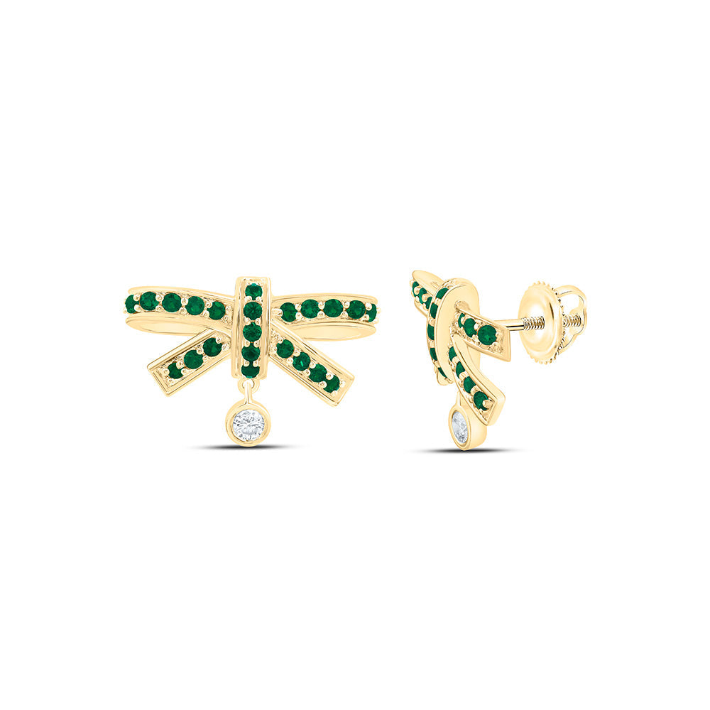 1/20CTW-NAT DIA ANA M 1/4CT-RD-EM NAT GEM BOW EARRING Daisy Joyeria
