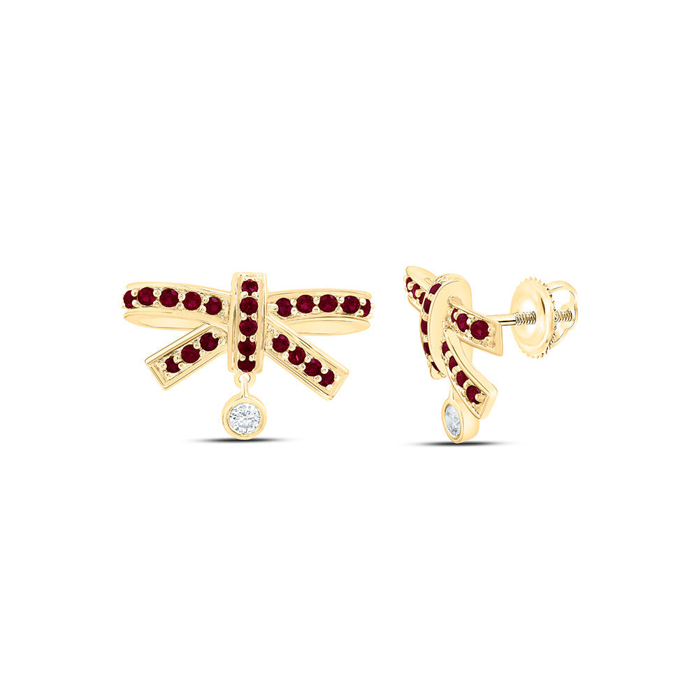 1/20CTW-NAT DIA ANA M 1/3CT-RD-RU NAT GEM BOW EARRING Daisy Joyeria