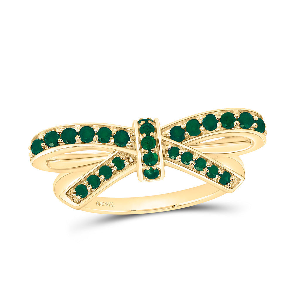 3/8CTW-RD-EM NAT GEM BOW RING Daisy Joyeria