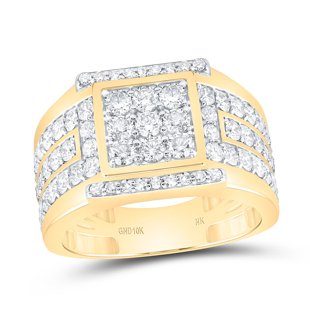2CTW-NAT DIA NK SQUARE MENS RING Daisy Joyeria