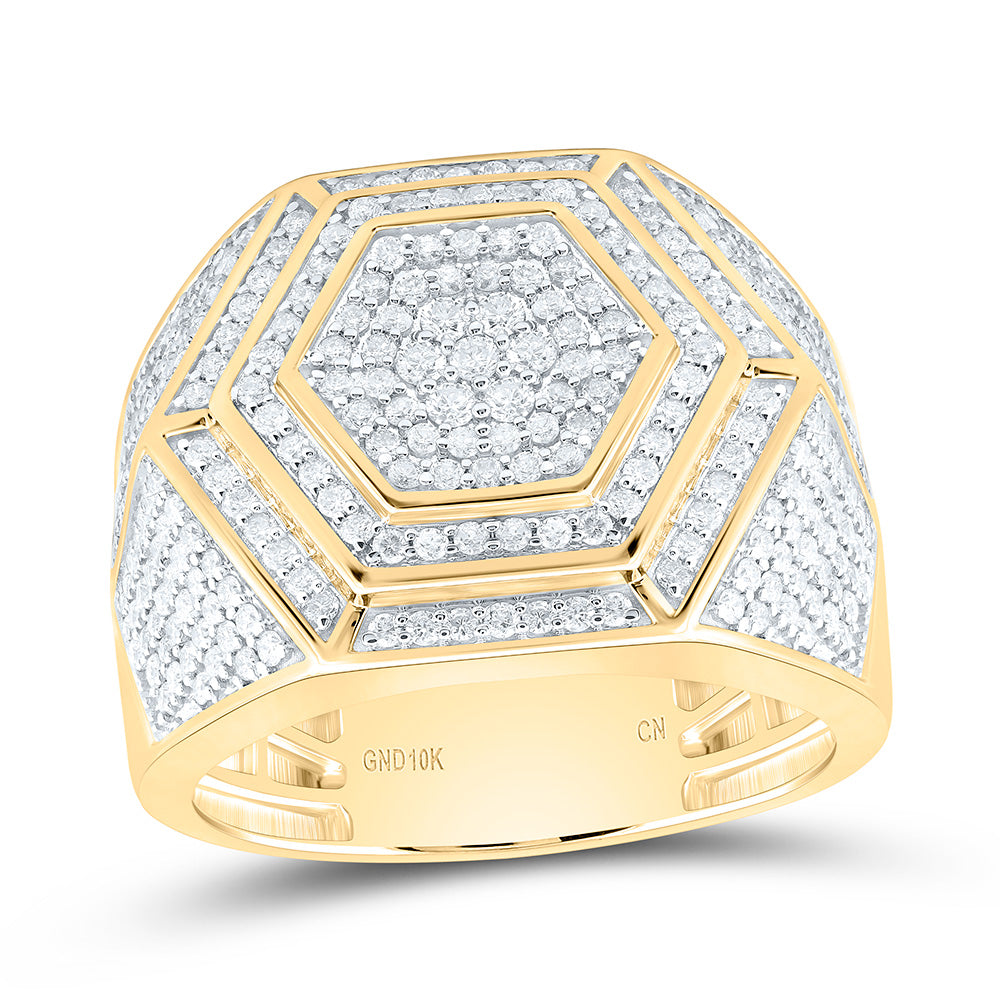 1 1/2CTW-NAT DIA CN HEXAGON MENS RING Daisy Joyeria