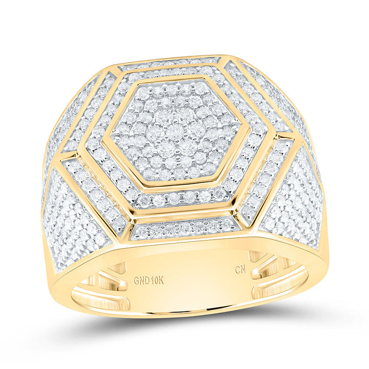 1 1/2CTW-NAT DIA CN HEXAGON MENS RING Daisy Joyeria
