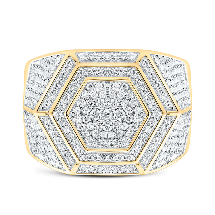 1 1/2CTW-NAT DIA CN HEXAGON MENS RING Daisy Joyeria