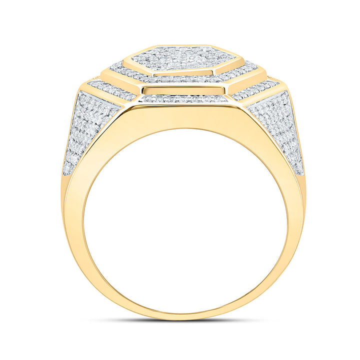 1 1/2CTW-NAT DIA CN HEXAGON MENS RING Daisy Joyeria