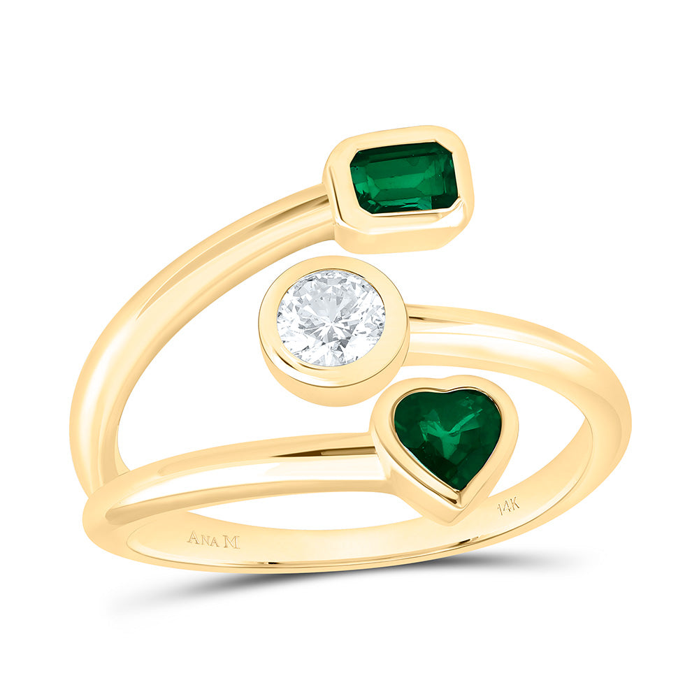 1/4CT-CRD NAT DIA ANA M 1/4CT-HT-EM, 1/5CT-EM-EM NAT GEM RING Daisy Joyeria