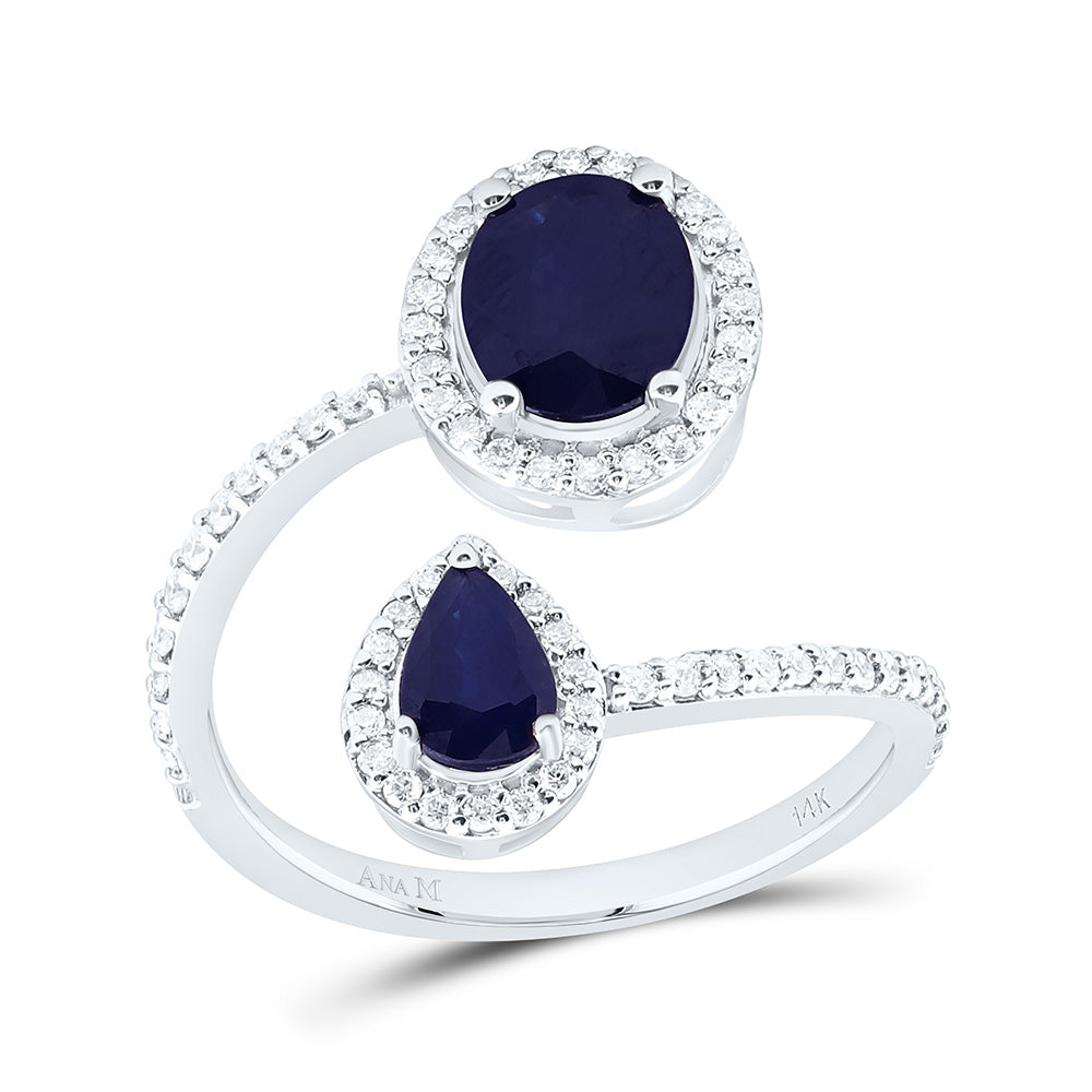 1/3CTW-NAT DIA ANA M 8.5X6.5MM-OV-BS, 6X4MM-PS-BS NAT GEM FASHION RING Daisy Joyeria