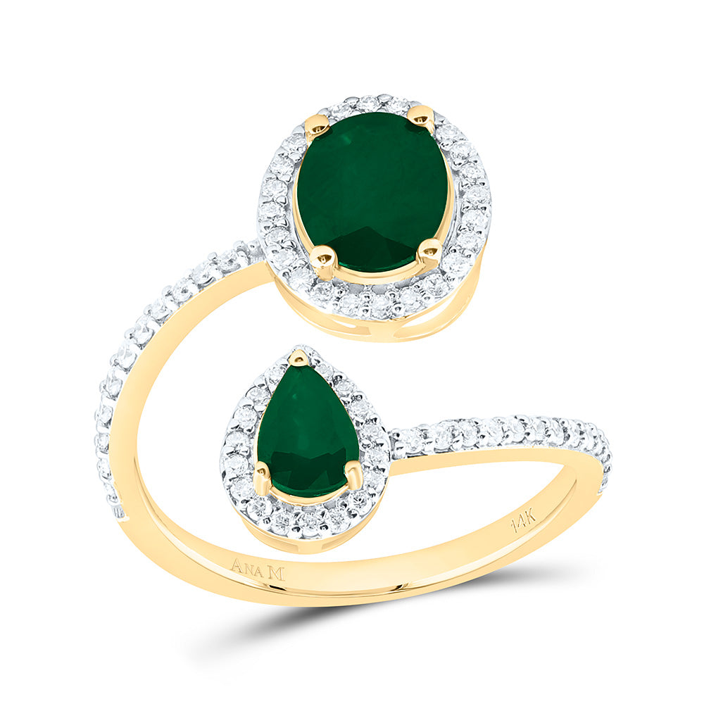 1/3CTW-NAT DIA ANA M 8.5X6.5MM-OV-EM, 6X4MM-PS-EM NAT GEM FASHION RING Daisy Joyeria
