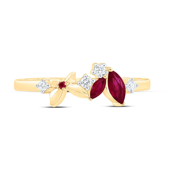 1/12CTW-NAT DIA ANA M 1.20MM-RD-RU, 1/5CT-MQ-RU NAT GEM BUTTERFLY RING Daisy Joyeria