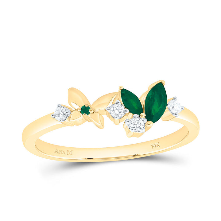 1/12CTW-NAT DIA ANA M 1.20MM-RD-EM, 1/5CT-MQ-EM NAT GEM BUTTERFLY RING Daisy Joyeria