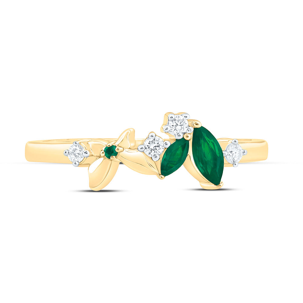 1/12CTW-NAT DIA ANA M 1.20MM-RD-EM, 1/5CT-MQ-EM NAT GEM BUTTERFLY RING Daisy Joyeria
