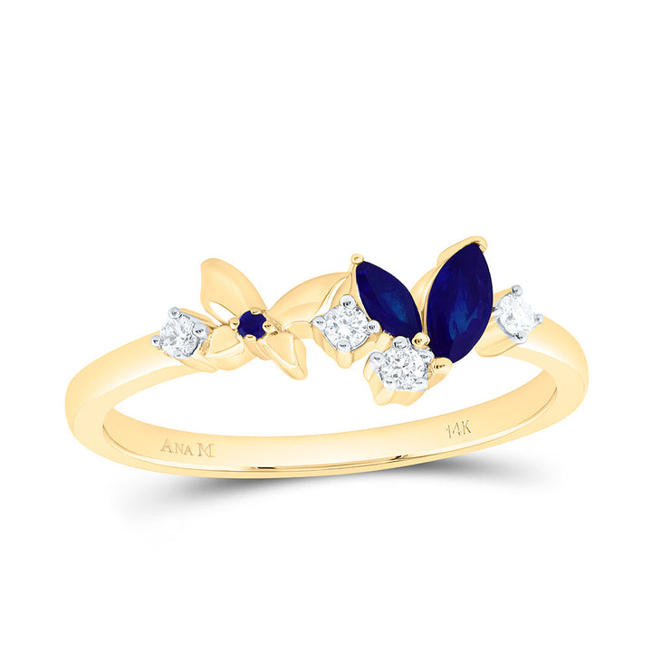 1/12CTW-NAT DIA ANA M 1.20MM-RD-BS, 1/5CT-MQ-BS NAT GEM BUTTERFLY RING Daisy Joyeria