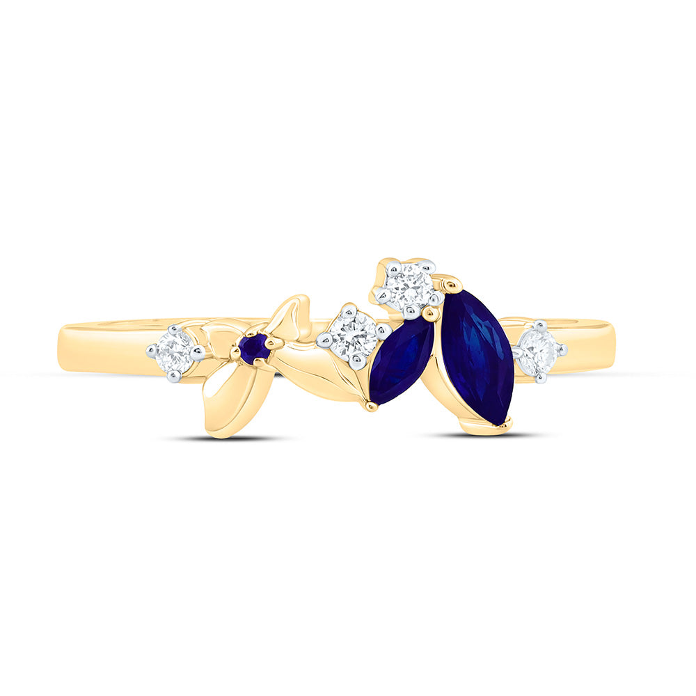 1/12CTW-NAT DIA ANA M 1.20MM-RD-BS, 1/5CT-MQ-BS NAT GEM BUTTERFLY RING Daisy Joyeria