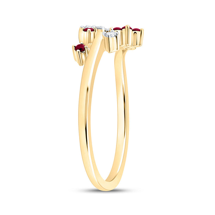 1/10CTW-NAT DIA ANA M 1/8CT-RD-RU, NAT GEM FLOWER RING Daisy Joyeria