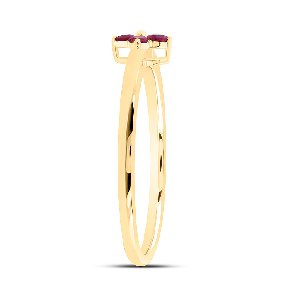 1/6CTW-RD-RU NAT GEM CLOVER RING Daisy Joyeria