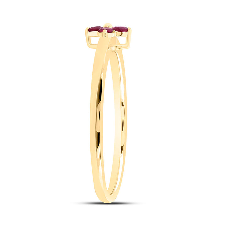 1/6CTW-RD-RU NAT GEM CLOVER RING Daisy Joyeria
