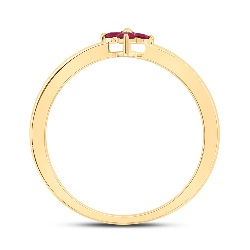 1/6CTW-RD-RU NAT GEM CLOVER RING Daisy Joyeria