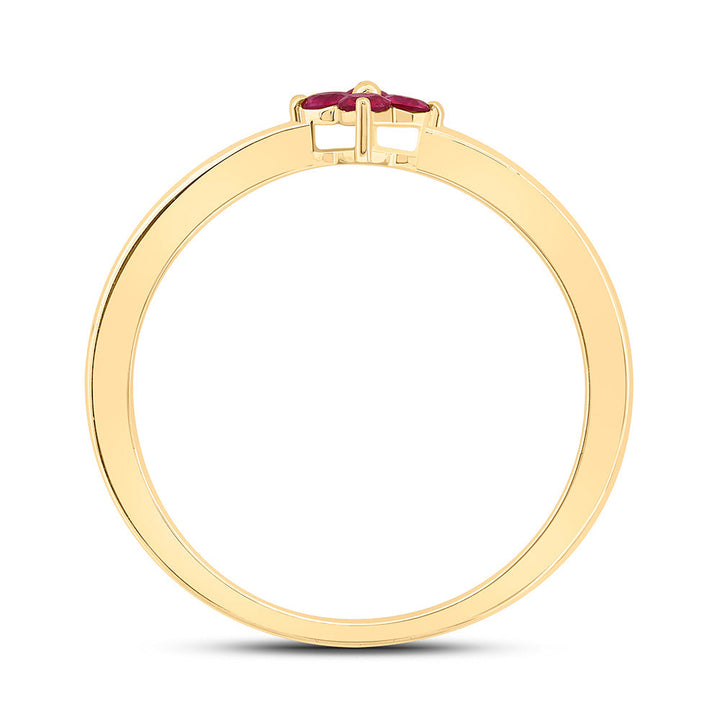 1/6CTW-RD-RU NAT GEM CLOVER RING Daisy Joyeria