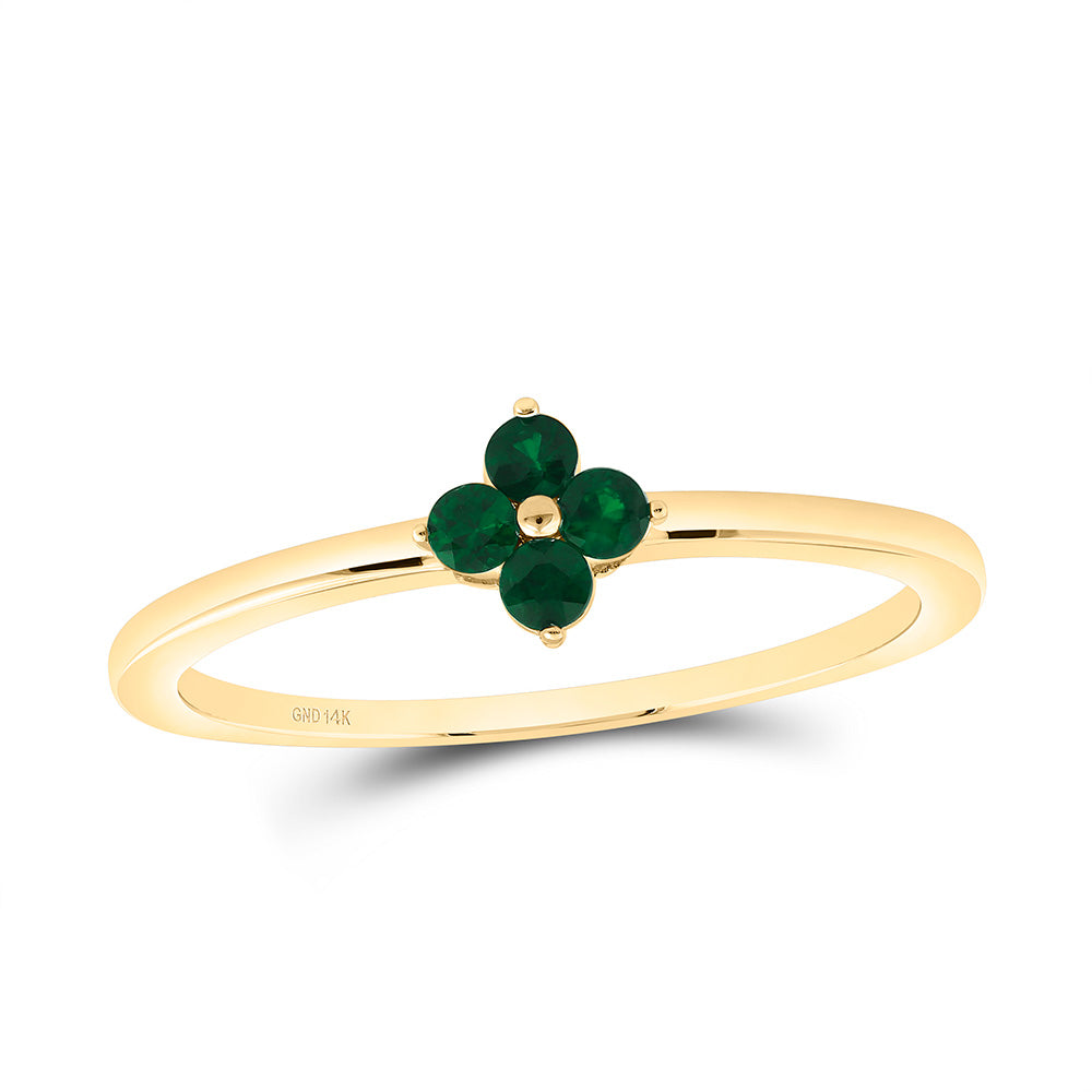 1/8CTW-RD-EM NAT GEM CLOVER RING Daisy Joyeria