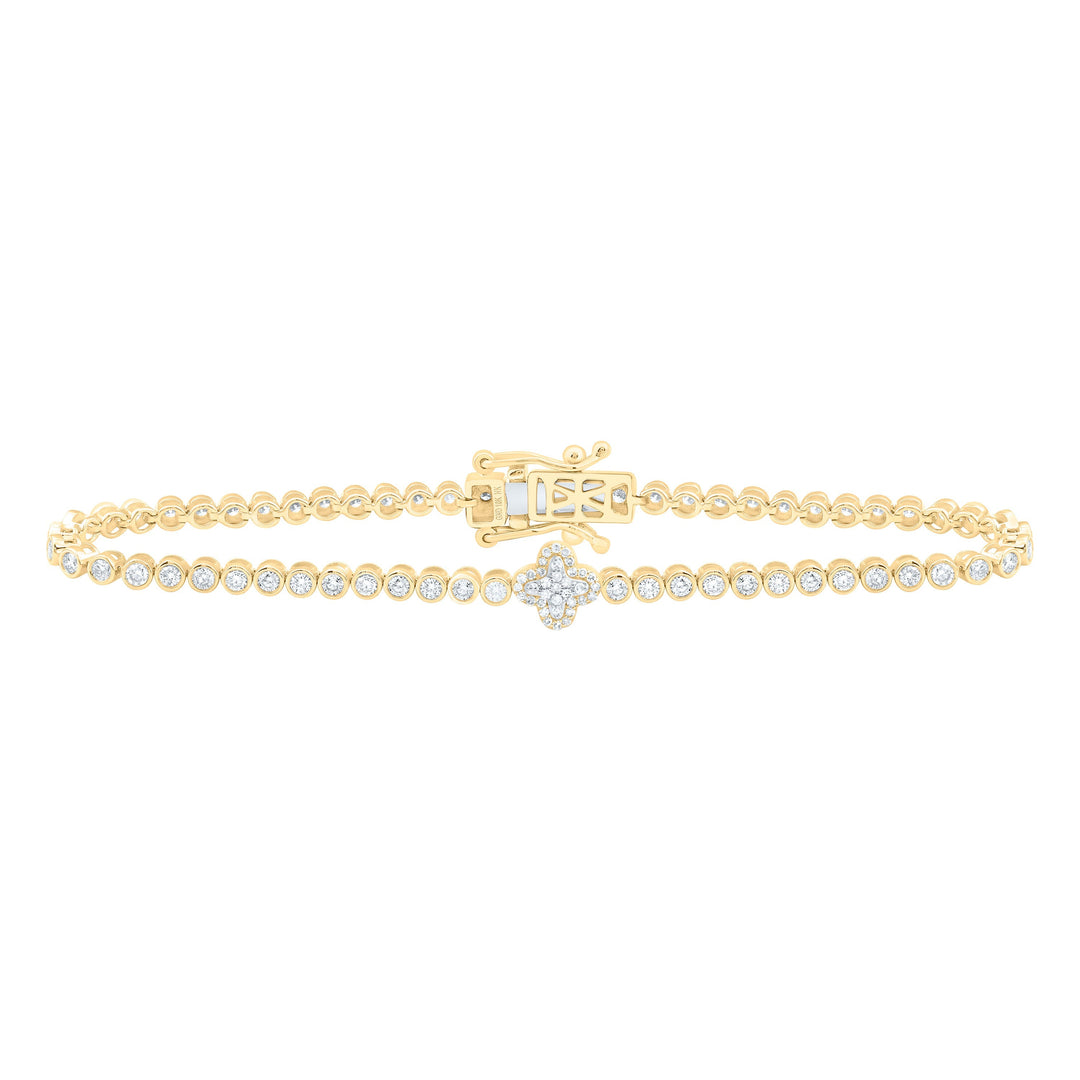 1 7/8CTW-NAT DIA NK FASHION TENNIS CLOVER BRACELET (7INCH) Daisy Joyeria