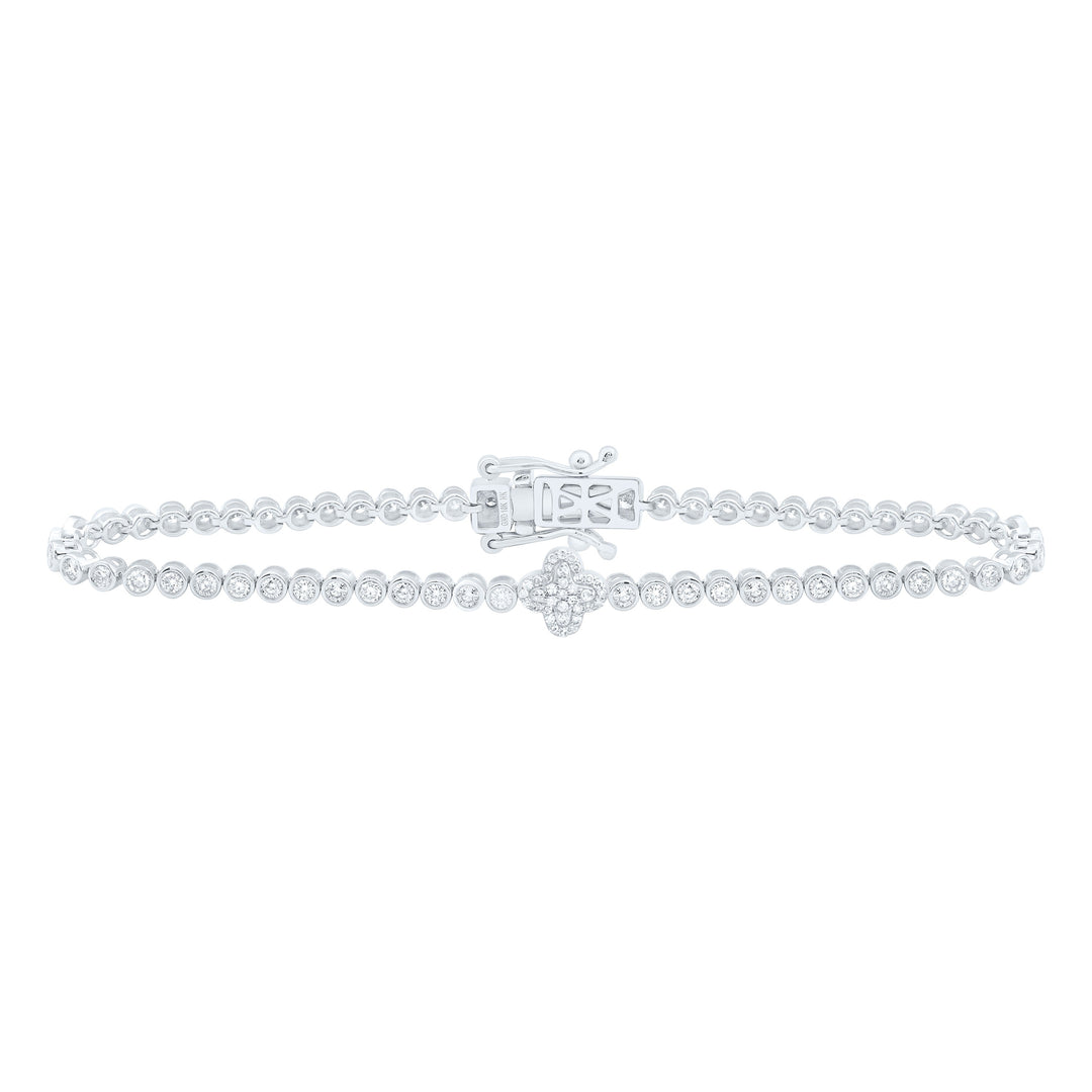 1 7/8CTW-NAT DIA NK FASHION TENNIS CLOVER BRACELET (7INCH) Daisy Joyeria