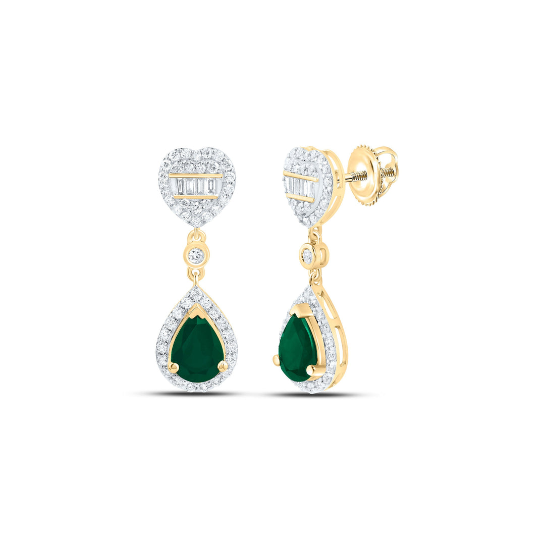 5/8CTW-NAT DIA ANA M 7X5MM PS-EM NAT GEM HEART PEAR DANGLING EARRING Daisy Joyeria