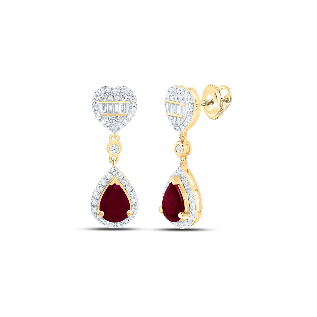5/8CTW-NAT DIA ANA M 7X5MM PS-RU NAT GEM HEART PEAR DANGLING EARRING Daisy Joyeria