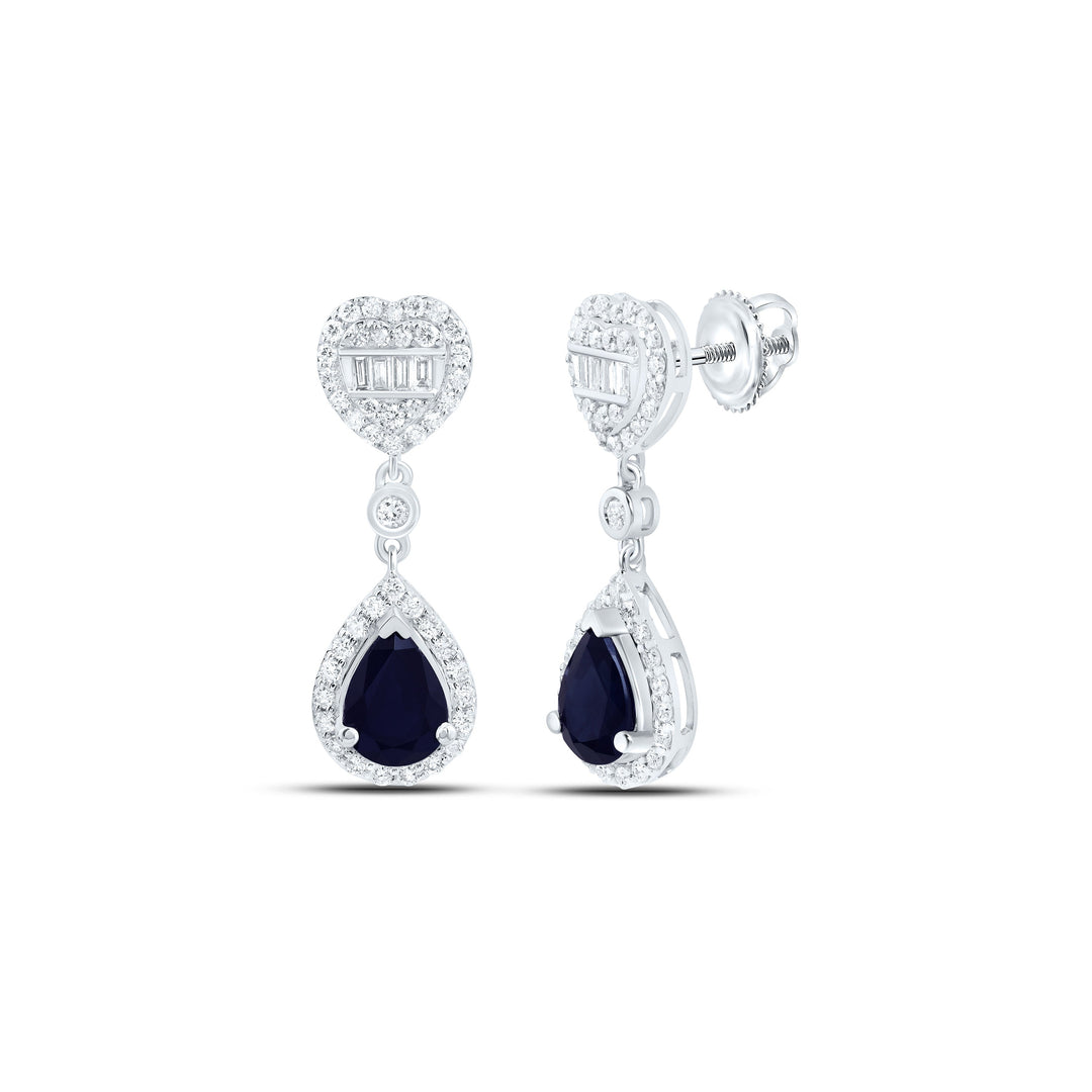 5/8CTW-NAT DIA ANA M 7X5MM PS-BS NAT GEM HEART PEAR DANGLING EARRING Daisy Joyeria