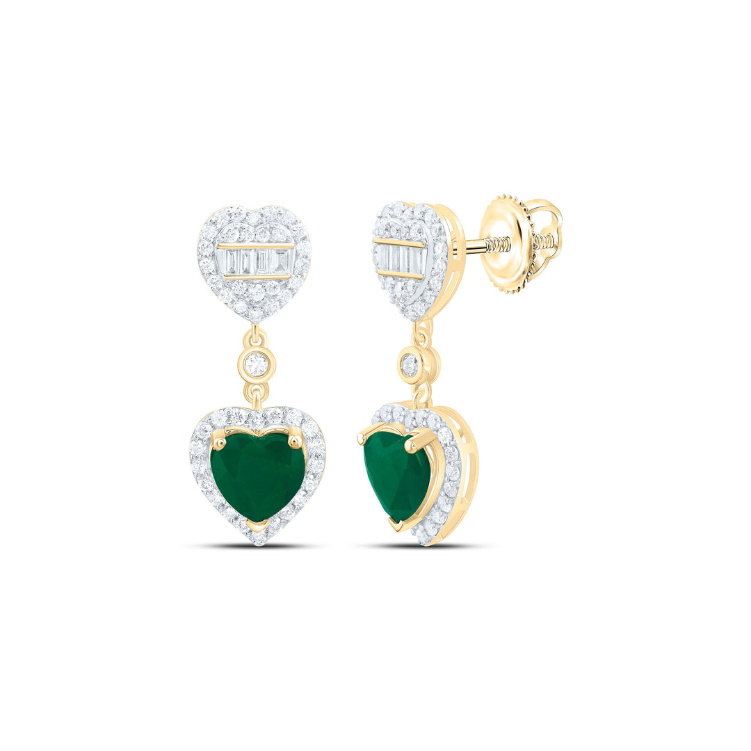 5/8CTW-NAT DIA ANA M 6MM HT-EM NAT GEM HEART DANGLING EARRING Daisy Joyeria