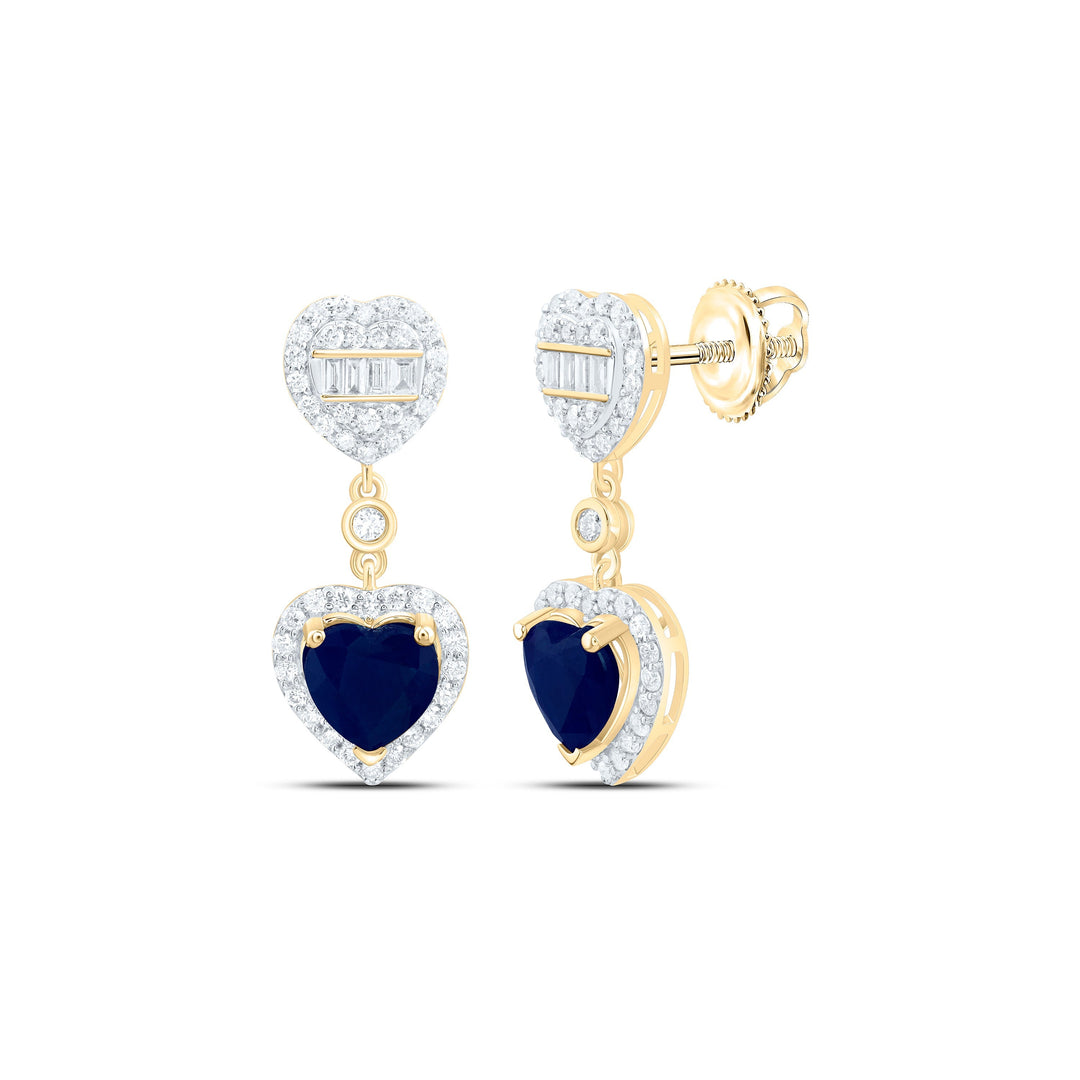 5/8CTW-NAT DIA ANA M 6MM HT-BS NAT GEM HEART DANGLING EARRING Daisy Joyeria