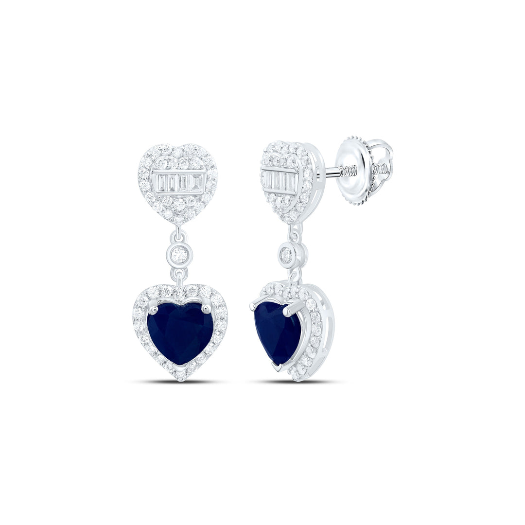 5/8CTW-NAT DIA ANA M 6MM HT-BS NAT GEM HEART DANGLING EARRING Daisy Joyeria