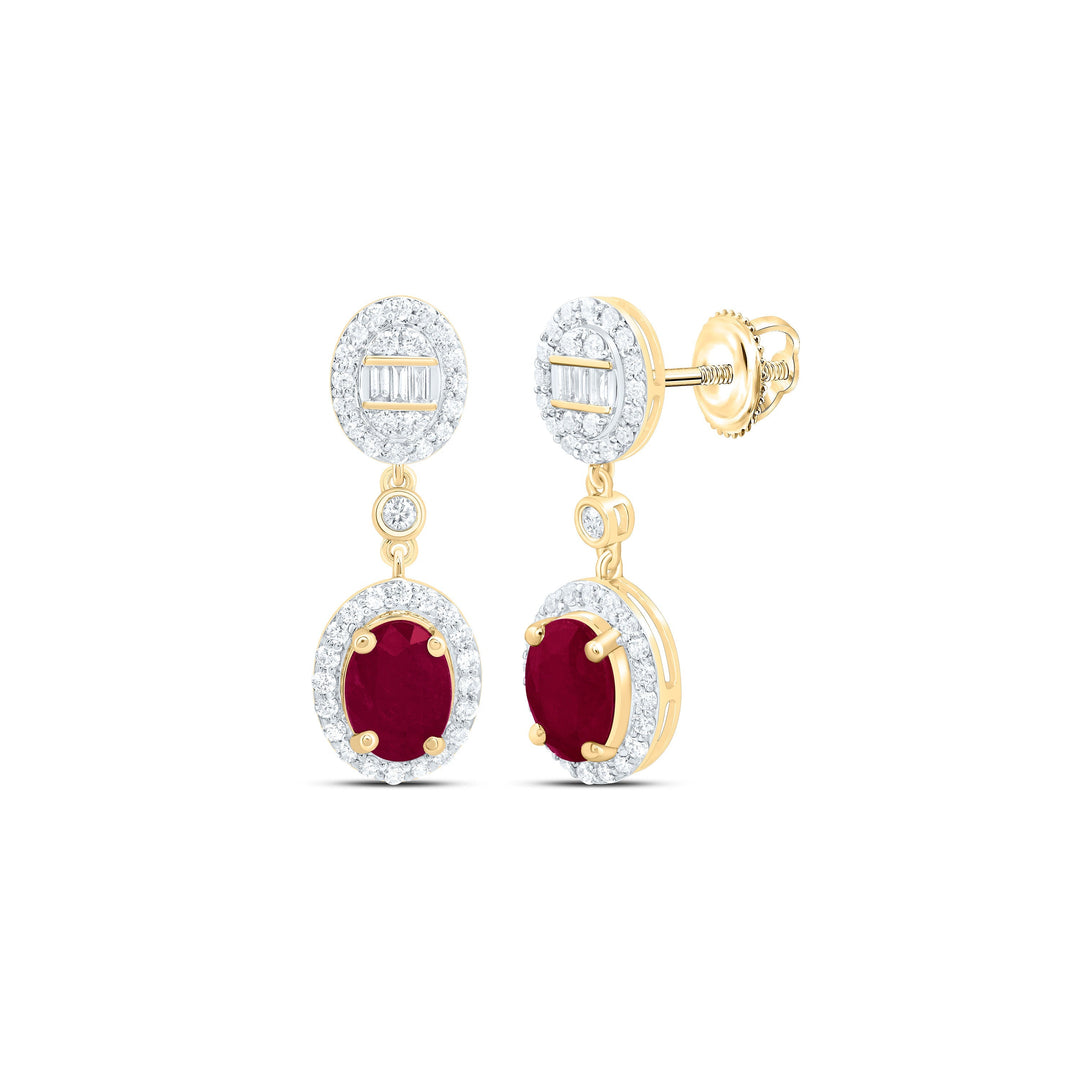1/2CTW-NAT DIA ANA M 7X5MM OV-RU NAT GEM OVAL DANGLING EARRING Daisy Joyeria
