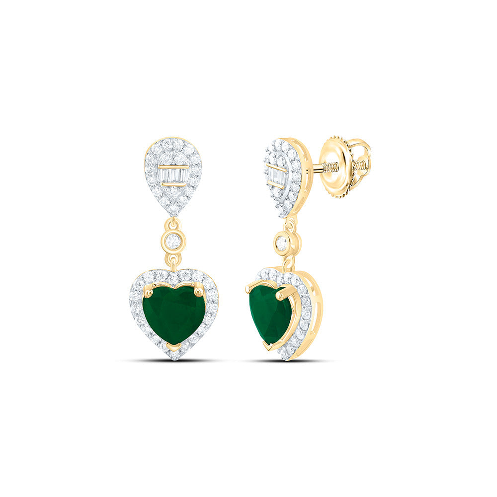 1/2CTW-NAT DIA ANA M 6MM HT-EM NAT GEM HEART PEAR DANGLING EARRING Daisy Joyeria