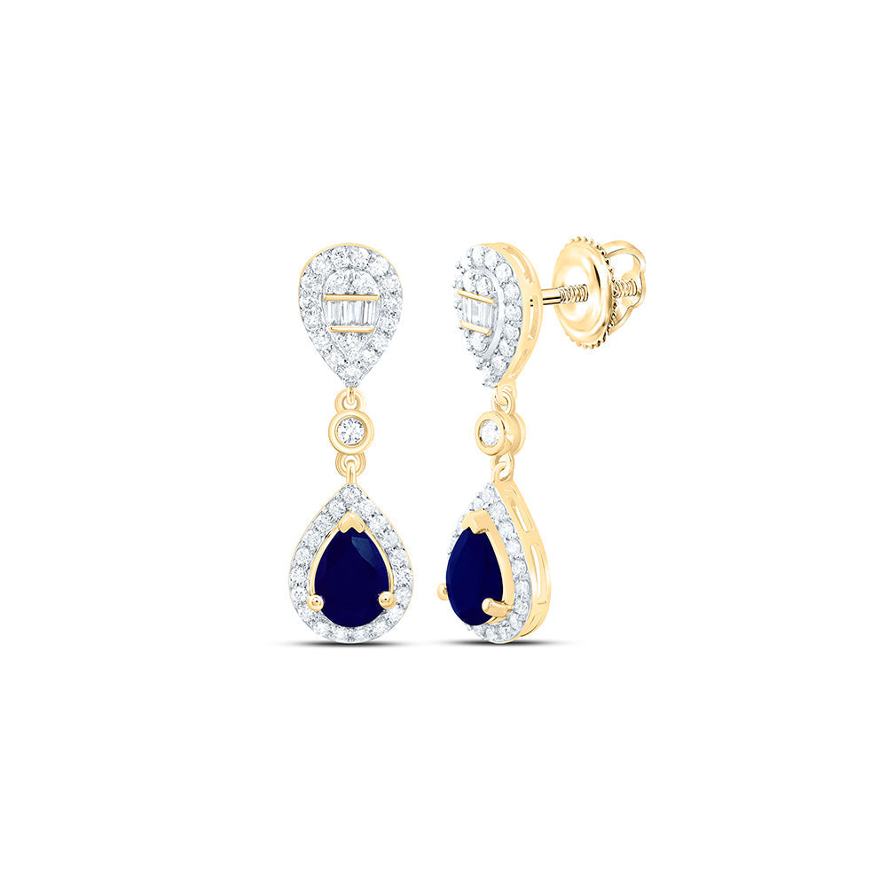 1/2CTW-NAT DIA ANA M 7X5MM PS-BS NAT GEM PEAR DANGLING EARRING Daisy Joyeria