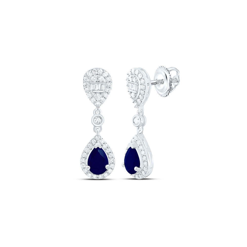 1/2CTW-NAT DIA ANA M 7X5MM PS-BS NAT GEM PEAR DANGLING EARRING Daisy Joyeria