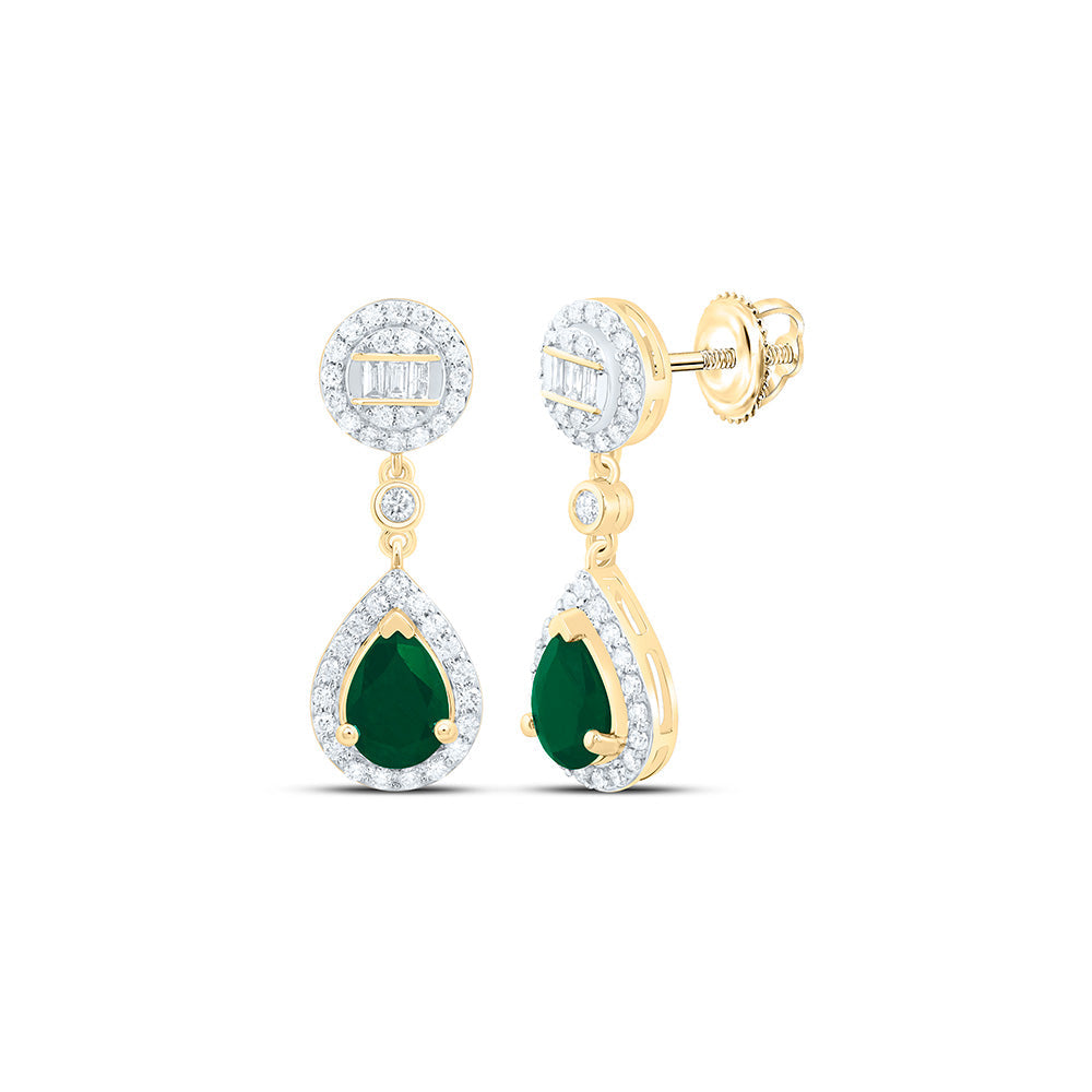 1/2CTW-NAT DIA ANA M 7X5MM PS-EM NAT GEM PEAR ROUND DANGLING EARRING Daisy Joyeria