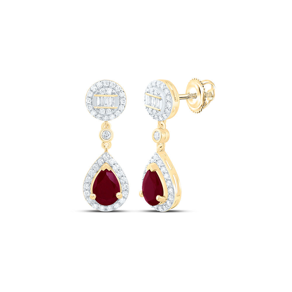 1/2CTW-NAT DIA ANA M 7X5MM PS-RU NAT GEM PEAR ROUND DANGLING EARRING Daisy Joyeria