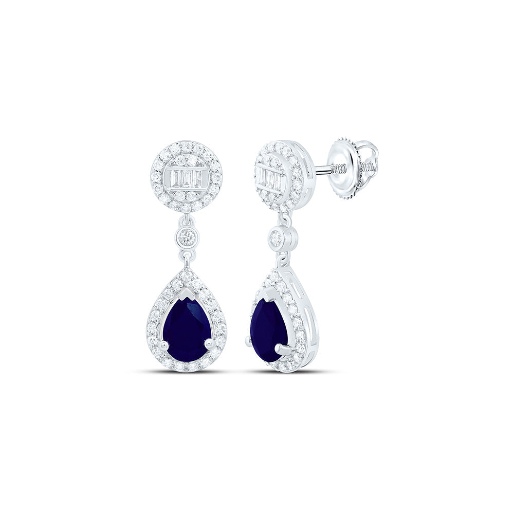 1/2CTW-NAT DIA ANA M 7X5MM PS-BS NAT GEM PEAR ROUND DANGLING EARRING Daisy Joyeria