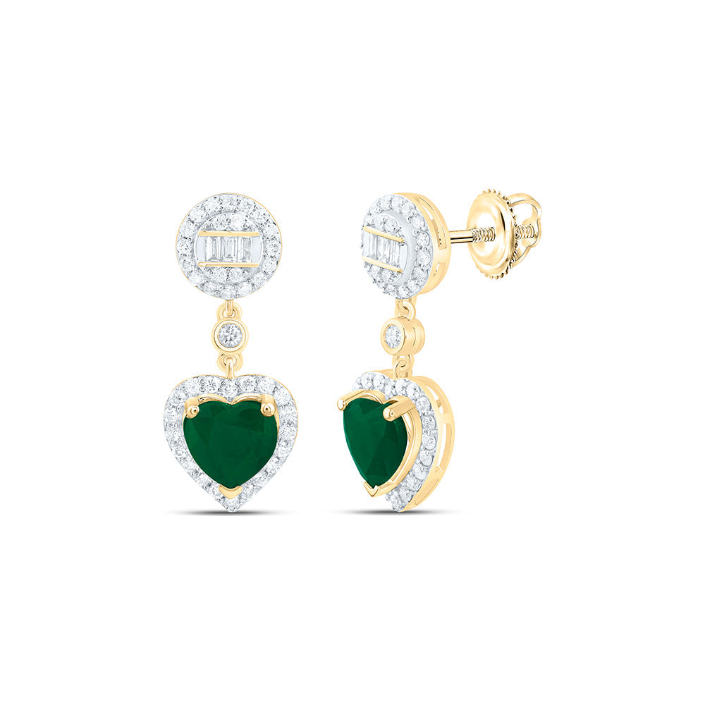 1/2CTW-NAT DIA ANA M 6MM HT-EM NAT GEM HEART ROUND DANGLING EARRING Daisy Joyeria