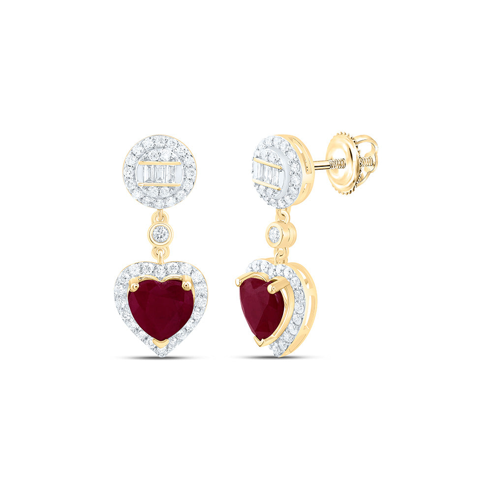 1/2CTW-NAT DIA ANA M 6MM HT-RU NAT GEM HEART ROUND DANGLING EARRING Daisy Joyeria
