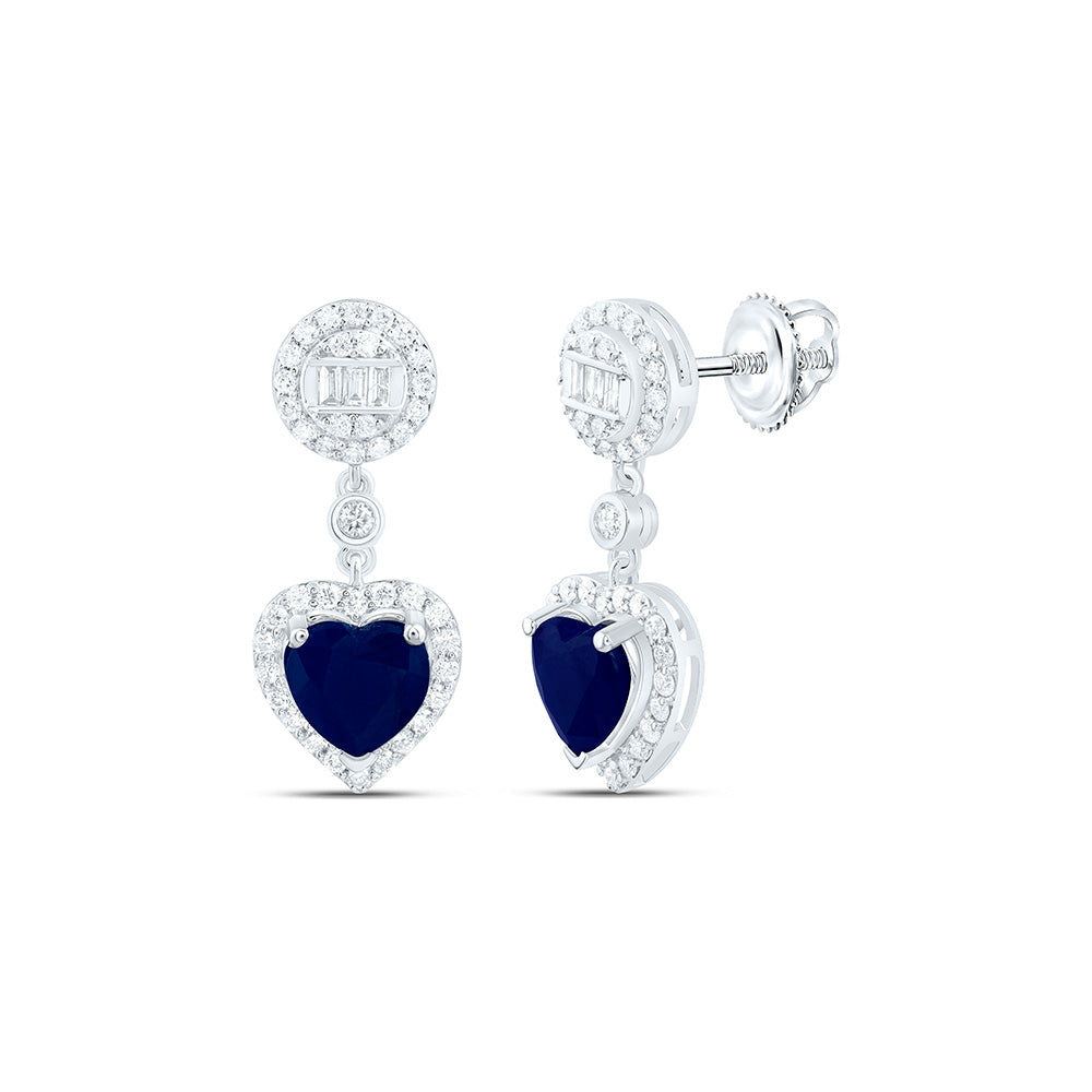 1/2CTW-NAT DIA ANA M 6MM HT-BS NAT GEM HEART ROUND DANGLING EARRING Daisy Joyeria