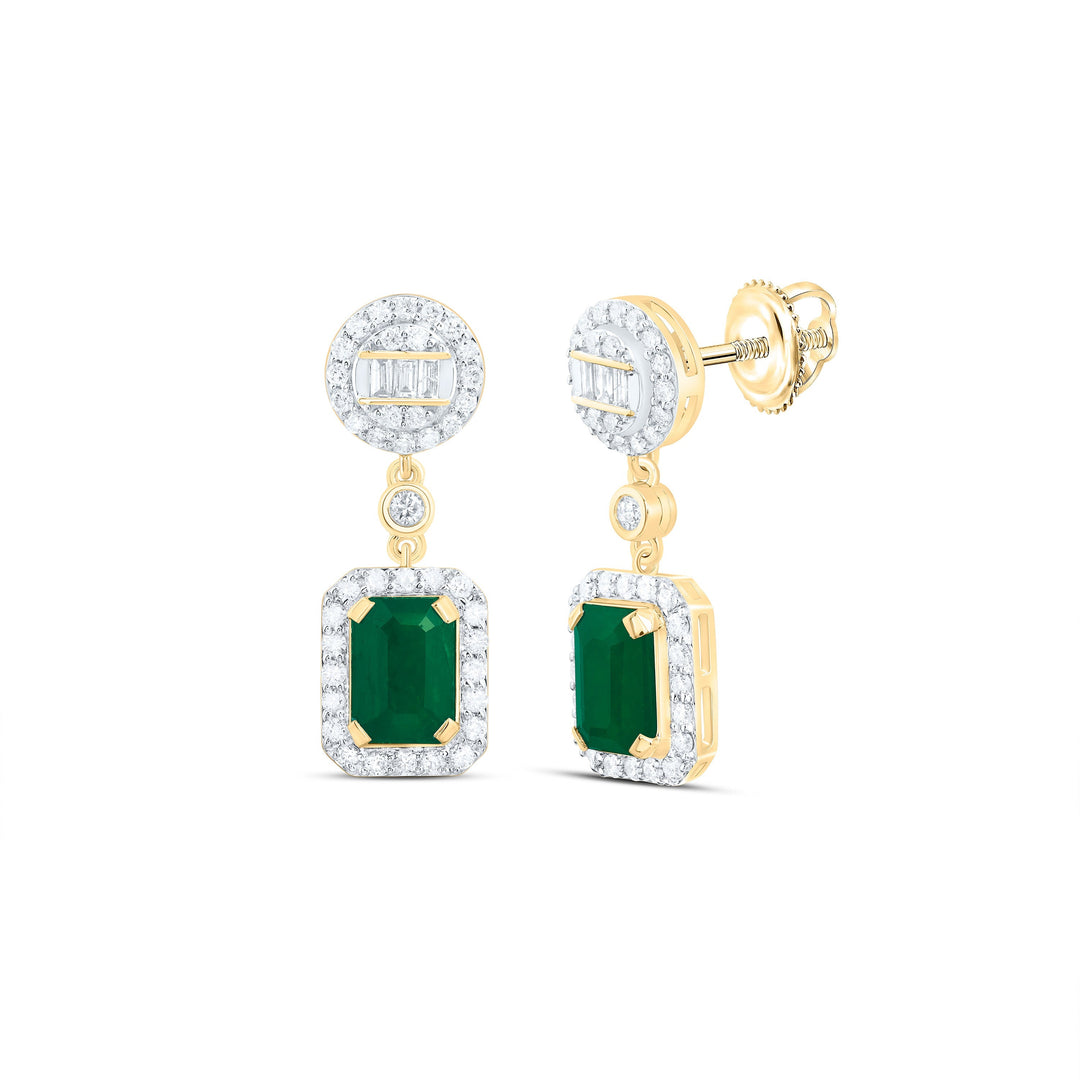 5/8CTW-NAT DIA ANA M 7X5MM EM-EM NAT GEM EMERALD ROUND DANGLING EARRING Daisy Joyeria