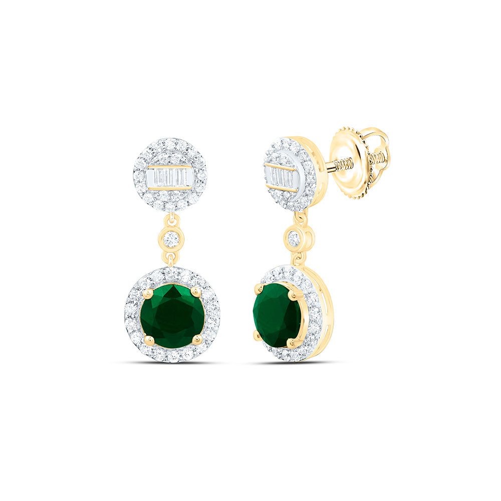 1/2CTW-NAT DIA ANA M 6MM RD-EM NAT GEM ROUND DANGLING EARRING Daisy Joyeria