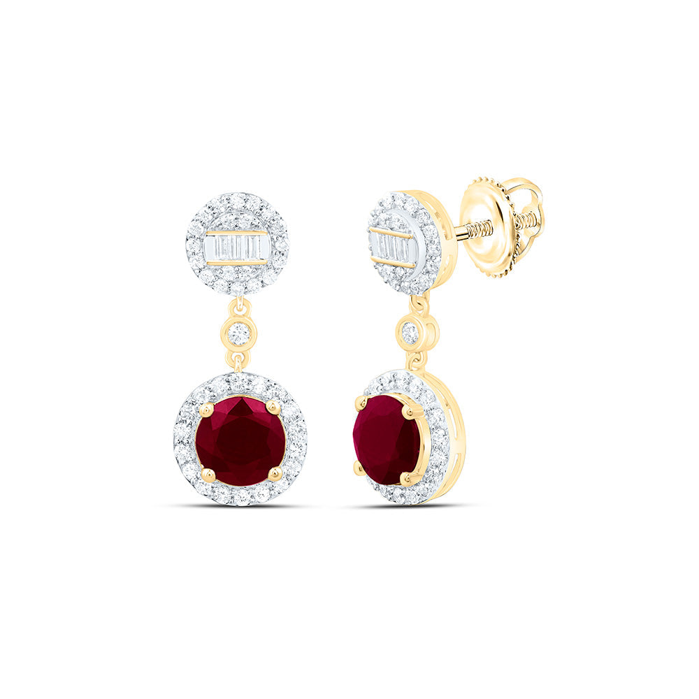 1/2CTW-NAT DIA ANA M 6MM RD-RU NAT GEM ROUND DANGLING EARRING Daisy Joyeria