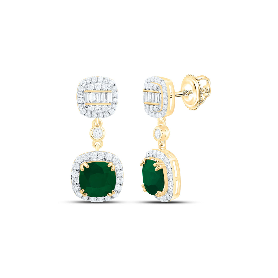 5/8CTW-NAT DIA ANA M 6MM CU-EM NAT GEM CUSHION DANGLING EARRING Daisy Joyeria