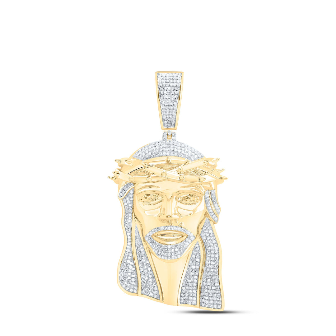 1 3/4CTW-NAT DIA NK JESUS FACE MENS CHARM Daisy Joyeria