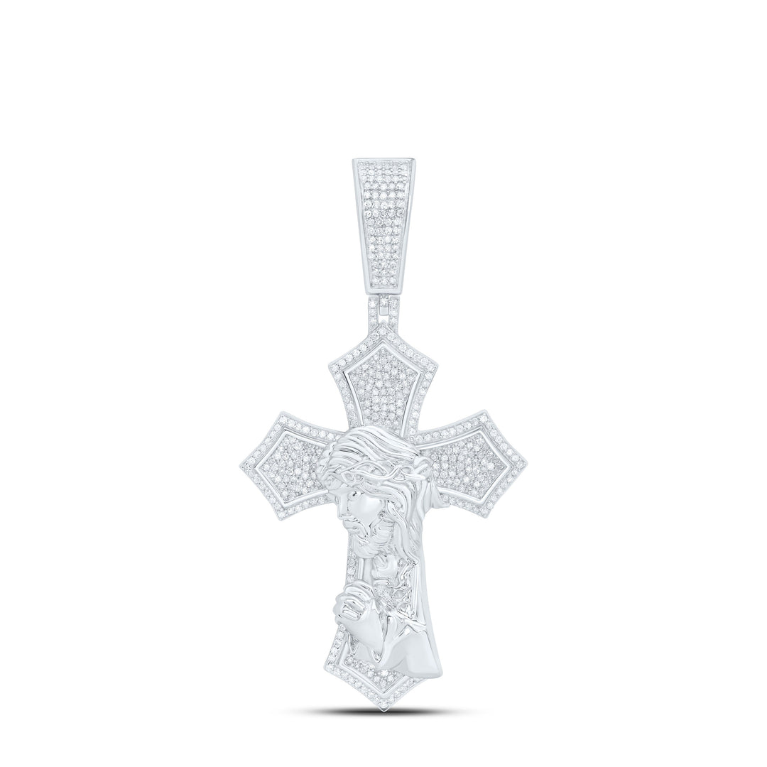 1 1/3CTW-NAT DIA P1 JESUS CROSS MENS CHARM Daisy Joyeria