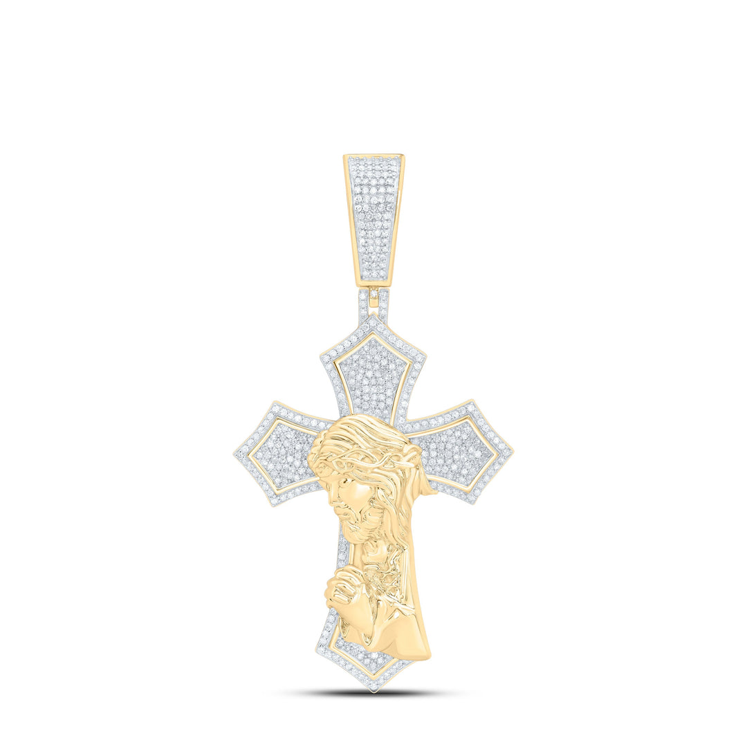 1 1/3CTW-NAT DIA P1 JESUS CROSS MENS CHARM Daisy Joyeria